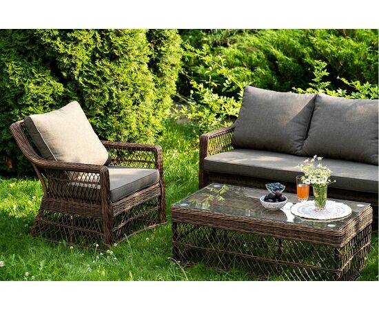 "Гранд Латте" лаунж-зона из искусственного ротанга, цвет коричневый, изображение 5 | Интернет магазин мебели и декора LifeDekor