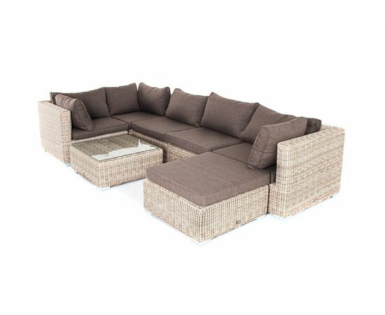 "Лунго" плетеная оттоманка с подушкой, цвет бежевый, изображение 4 | Интернет магазин мебели и декора LifeDekor