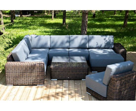 "Капри" трансформирующаяся лаунж-зона из искусственного ротанга, цвет коричневый, изображение 8 | Интернет магазин мебели и декора LifeDekor