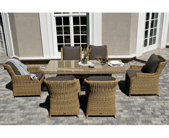 "Неаполь" обеденная группа плетеная из искусственного ротанга, цвет соломенный | Интернет магазин мебели и декора LifeDekor