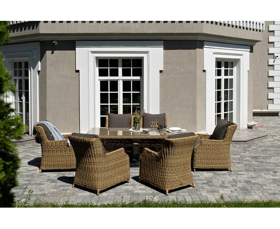 "Неаполь" обеденная группа плетеная из искусственного ротанга, цвет соломенный, изображение 2 | Интернет магазин мебели и декора LifeDekor