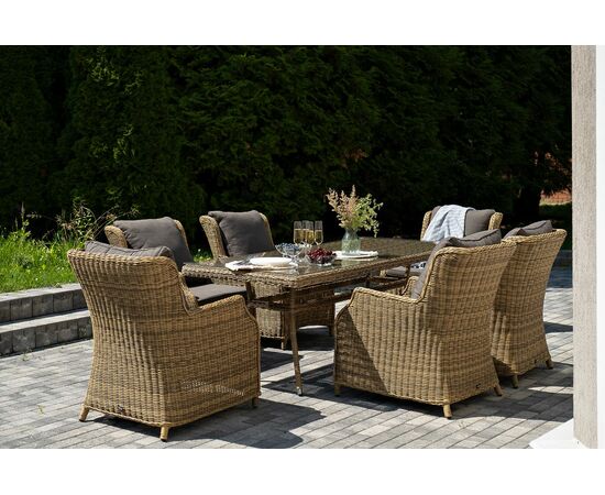 "Неаполь" обеденная группа плетеная из искусственного ротанга, цвет соломенный, изображение 4 | Интернет магазин мебели и декора LifeDekor