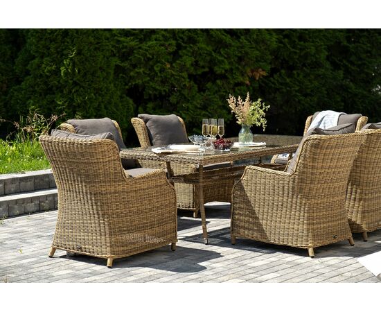 "Неаполь" обеденная группа плетеная из искусственного ротанга, цвет соломенный, изображение 5 | Интернет магазин мебели и декора LifeDekor