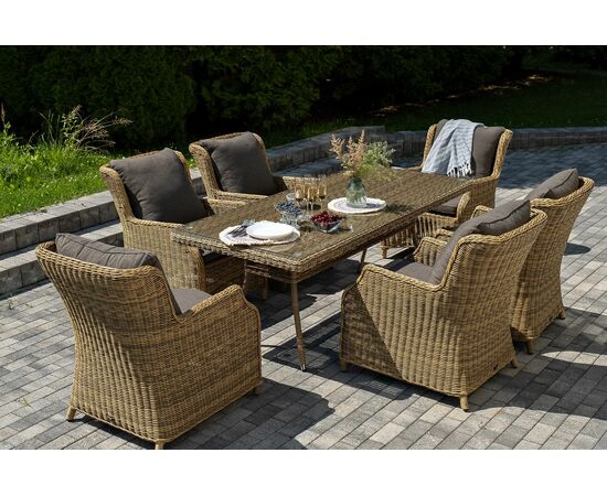 "Неаполь" обеденная группа плетеная из искусственного ротанга, цвет соломенный, изображение 6 | Интернет магазин мебели и декора LifeDekor