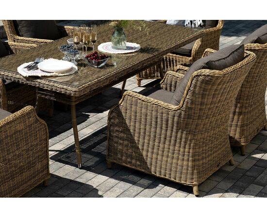 "Неаполь" обеденная группа плетеная из искусственного ротанга, цвет соломенный, изображение 7 | Интернет магазин мебели и декора LifeDekor