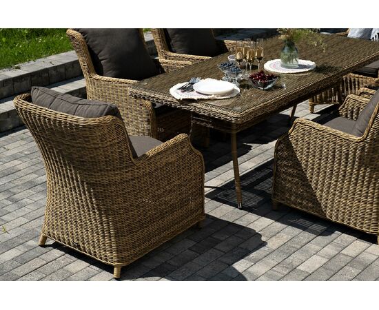"Неаполь" обеденная группа плетеная из искусственного ротанга, цвет соломенный, изображение 8 | Интернет магазин мебели и декора LifeDekor