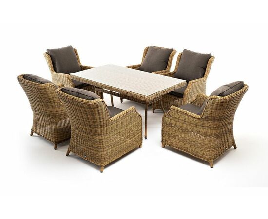 "Неаполь" обеденная группа плетеная из искусственного ротанга, цвет соломенный, изображение 14 | Интернет магазин мебели и декора LifeDekor