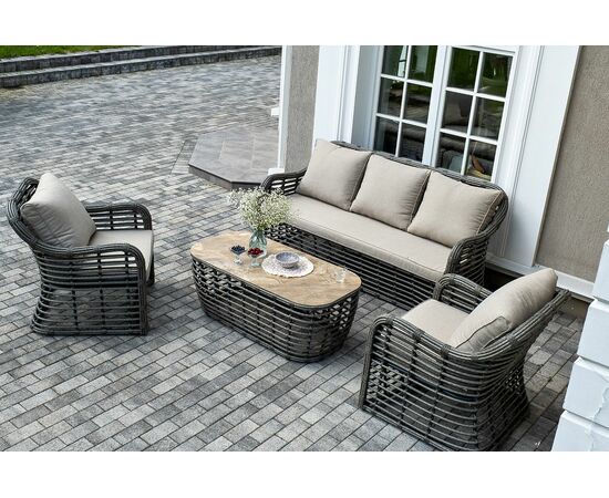 "Ницца" лаунж-зона из искусственного ротанга, цвет бронзовый, изображение 3 | Интернет магазин мебели и декора LifeDekor