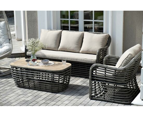 "Ницца" лаунж-зона из искусственного ротанга, цвет бронзовый, изображение 4 | Интернет магазин мебели и декора LifeDekor