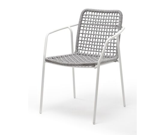 "Тунис" стул плетенный из роупа, каркас алюминий белый, роуп светло-серый | Интернет магазин мебели и декора LifeDekor