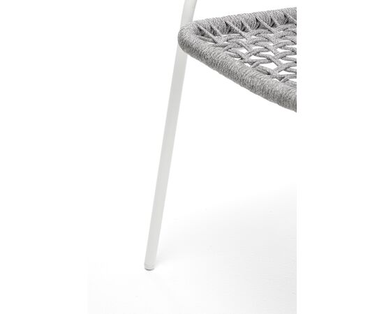 "Тунис" стул плетенный из роупа, каркас алюминий белый, роуп светло-серый, изображение 8 | Интернет магазин мебели и декора LifeDekor