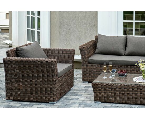 "Капучино" лаунж-зона из искусственного ротанга, цвет коричневый, изображение 3 | Интернет магазин мебели и декора LifeDekor