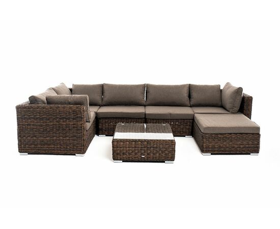 "Лунго" трансформирующаяся лаунж-зона из искусственного ротанга (гиацинт), цвет коричневый, изображение 2 | Интернет магазин мебели и декора LifeDekor