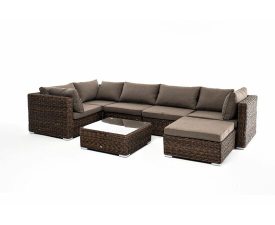 "Лунго" трансформирующаяся лаунж-зона из искусственного ротанга (гиацинт), цвет коричневый, изображение 3 | Интернет магазин мебели и декора LifeDekor