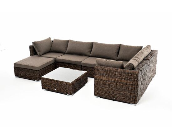 "Лунго" трансформирующаяся лаунж-зона из искусственного ротанга (гиацинт), цвет коричневый, изображение 4 | Интернет магазин мебели и декора LifeDekor