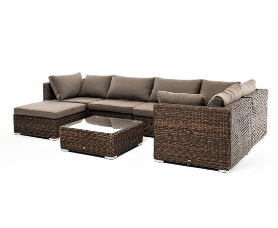 "Лунго" трансформирующаяся лаунж-зона из искусственного ротанга (гиацинт), цвет коричневый, изображение 5 | Интернет магазин мебели и декора LifeDekor