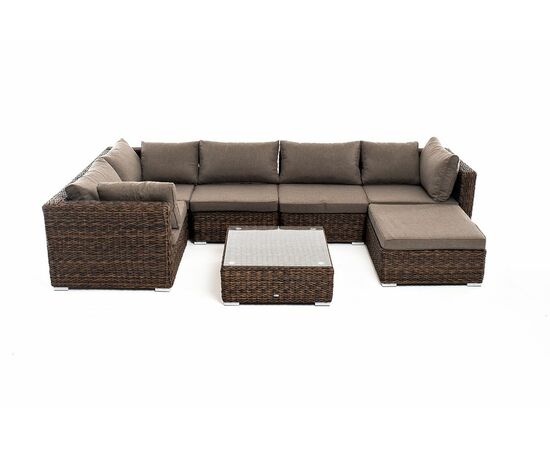 "Лунго" трансформирующаяся лаунж-зона из искусственного ротанга (гиацинт), цвет коричневый, изображение 6 | Интернет магазин мебели и декора LifeDekor