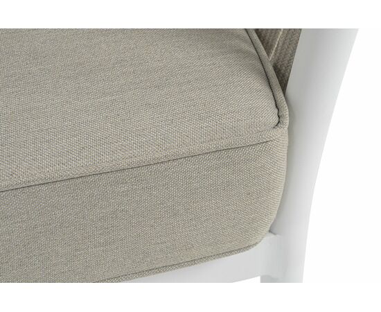 "Касабланка" диван 3-местный плетеный из роупа, каркас алюминий белый муар, роуп бежевый 20мм, ткань бежевая 052, изображение 6 | Интернет магазин мебели и декора LifeDekor