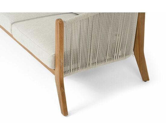 "Сидней" диван 3-местный плетеный из роупа, основание тик, каркас алюминий бежевый, роуп бежевый, ткань бежевая, изображение 4 | Интернет магазин мебели и декора LifeDekor