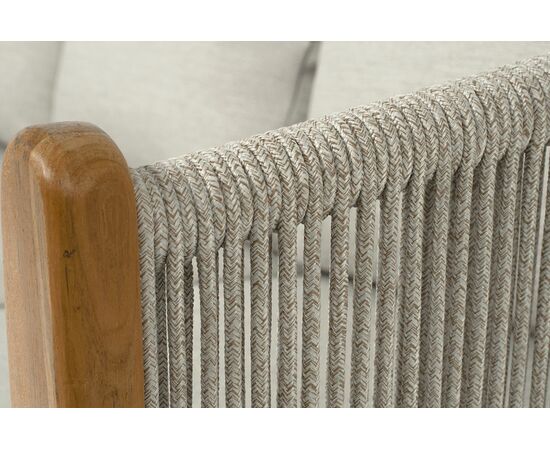 "Сидней" диван 3-местный плетеный из роупа, основание тик, каркас алюминий бежевый, роуп бежевый, ткань бежевая, изображение 5 | Интернет магазин мебели и декора LifeDekor