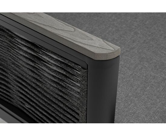 "Сан Ремо" диван 2-местный плетеный из роупа, каркас алюминий темно-серый, роуп серый, ткань серая, изображение 5 | Интернет магазин мебели и декора LifeDekor