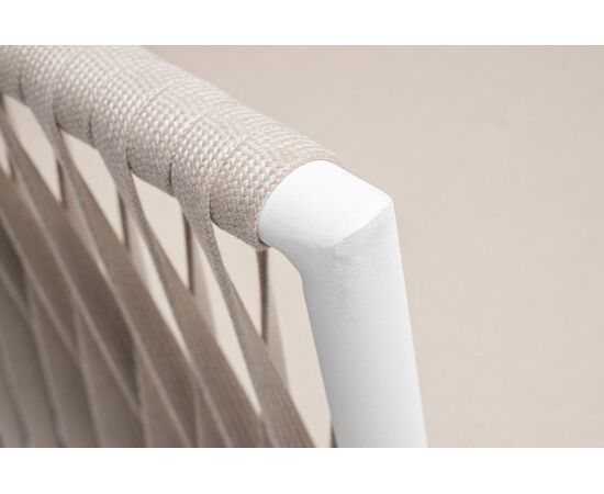 "Касабланка" диван 2-местный плетеный из роупа, каркас алюминий белый муар, роуп бежевый 20мм, ткань бежевая 15052, изображение 5 | Интернет магазин мебели и декора LifeDekor