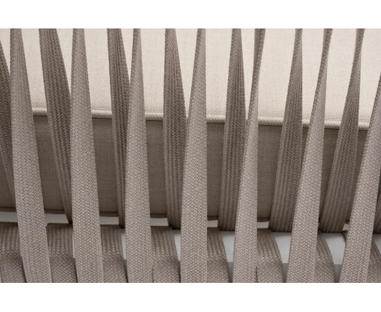 "Касабланка" диван 2-местный плетеный из роупа, каркас алюминий белый муар, роуп бежевый 20мм, ткань бежевая 15052, изображение 7 | Интернет магазин мебели и декора LifeDekor
