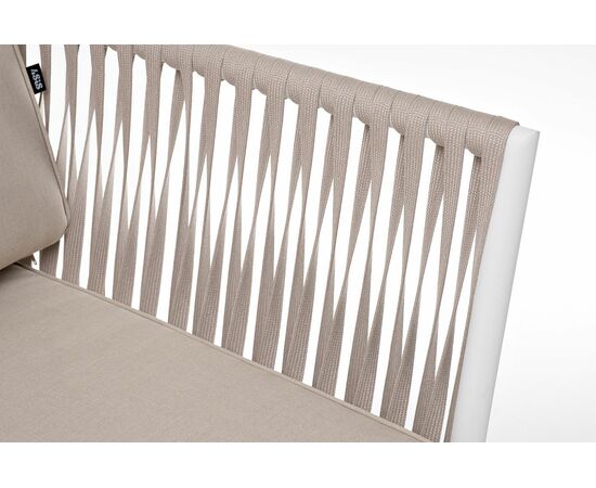 "Касабланка" диван 2-местный плетеный из роупа, каркас алюминий белый муар, роуп бежевый 20мм, ткань бежевая 15052, изображение 9 | Интернет магазин мебели и декора LifeDekor