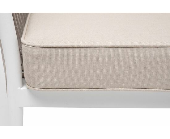 "Касабланка" диван 2-местный плетеный из роупа, каркас алюминий белый муар, роуп бежевый 20мм, ткань бежевая 15052, изображение 12 | Интернет магазин мебели и декора LifeDekor