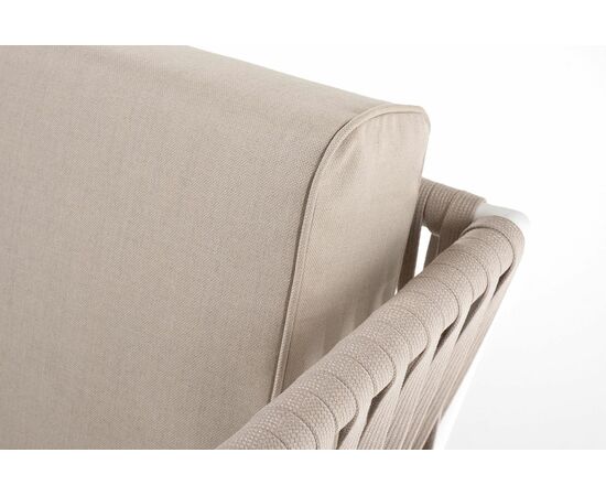 "Касабланка" диван 2-местный плетеный из роупа, каркас алюминий белый муар, роуп бежевый 20мм, ткань бежевая 15052, изображение 13 | Интернет магазин мебели и декора LifeDekor