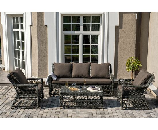 "Гранд Латте" лаунж-зона из искусственного ротанга, цвет графит | Интернет магазин мебели и декора LifeDekor