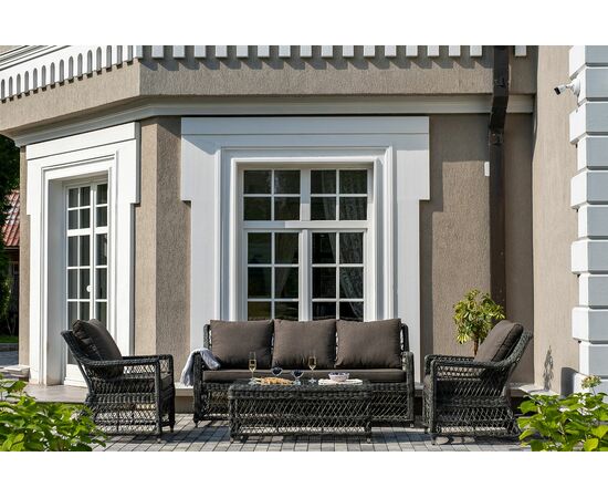 "Гранд Латте" лаунж-зона из искусственного ротанга, цвет графит, изображение 2 | Интернет магазин мебели и декора LifeDekor