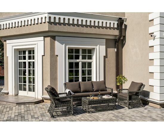 "Гранд Латте" лаунж-зона из искусственного ротанга, цвет графит, изображение 3 | Интернет магазин мебели и декора LifeDekor