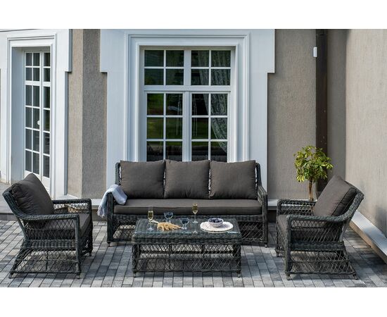 "Гранд Латте" лаунж-зона из искусственного ротанга, цвет графит, изображение 4 | Интернет магазин мебели и декора LifeDekor