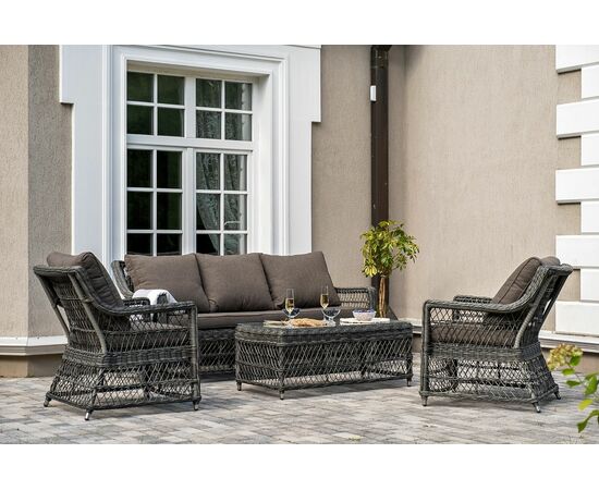 "Гранд Латте" лаунж-зона из искусственного ротанга, цвет графит, изображение 5 | Интернет магазин мебели и декора LifeDekor