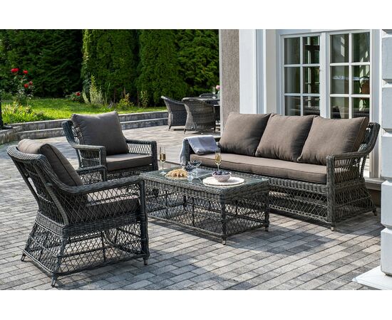 "Гранд Латте" лаунж-зона из искусственного ротанга, цвет графит, изображение 6 | Интернет магазин мебели и декора LifeDekor