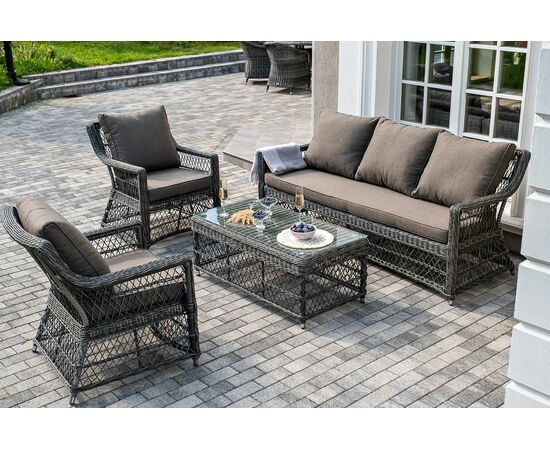 "Гранд Латте" лаунж-зона из искусственного ротанга, цвет графит, изображение 7 | Интернет магазин мебели и декора LifeDekor