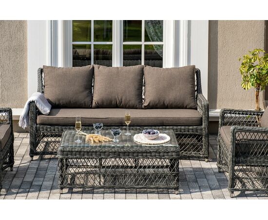 "Гранд Латте" лаунж-зона из искусственного ротанга, цвет графит, изображение 8 | Интернет магазин мебели и декора LifeDekor