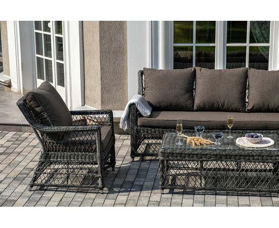 "Гранд Латте" лаунж-зона из искусственного ротанга, цвет графит, изображение 10 | Интернет магазин мебели и декора LifeDekor