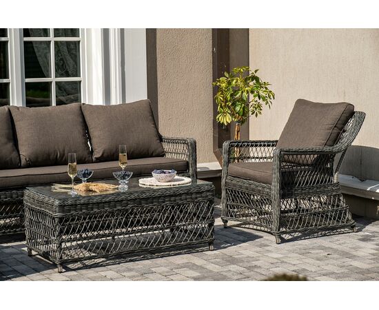 "Гранд Латте" лаунж-зона из искусственного ротанга, цвет графит, изображение 11 | Интернет магазин мебели и декора LifeDekor