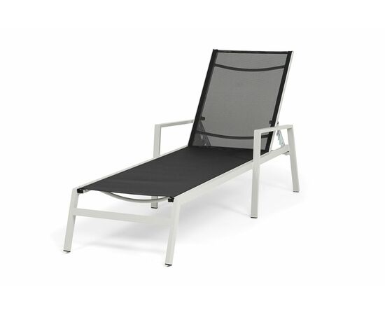 "Парма" шезлонг, каркас алюминий светло-серый (RAL7035) муар, ткань текстилен темно-серая, изображение 2 | Интернет магазин мебели и декора LifeDekor