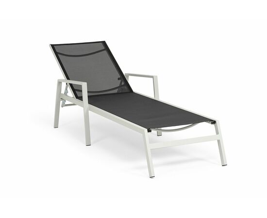 "Парма" шезлонг, каркас алюминий светло-серый (RAL7035) муар, ткань текстилен темно-серая, изображение 4 | Интернет магазин мебели и декора LifeDekor