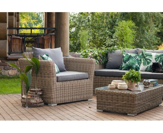 "Капучино" кресло из искусственного ротанга, цвет соломенный, изображение 6 | Интернет магазин мебели и декора LifeDekor