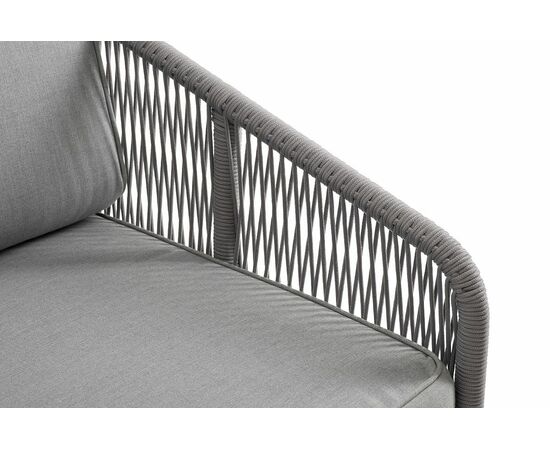 "Канны" левый модуль плетеный из роупа, каркас алюминий белый шагрень, роуп светло-серый круглый, ткань светло-серая, изображение 4 | Интернет магазин мебели и декора LifeDekor