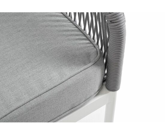"Канны" левый модуль плетеный из роупа, каркас алюминий белый шагрень, роуп светло-серый круглый, ткань светло-серая, изображение 5 | Интернет магазин мебели и декора LifeDekor