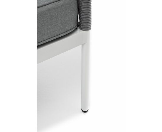 "Канны" левый модуль плетеный из роупа, каркас алюминий белый шагрень, роуп светло-серый круглый, ткань светло-серая, изображение 6 | Интернет магазин мебели и декора LifeDekor