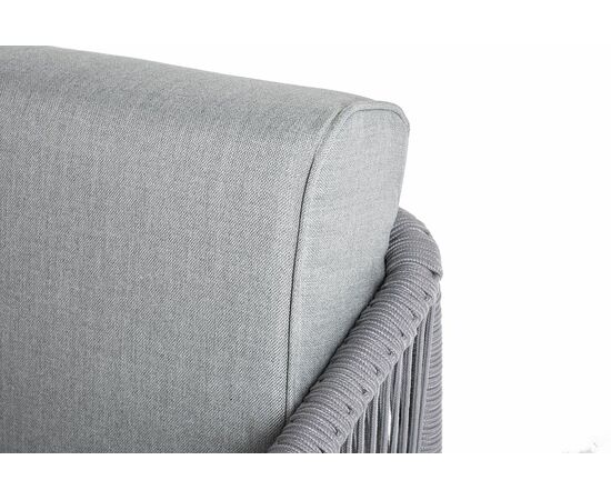 "Канны" левый модуль плетеный из роупа, каркас алюминий белый шагрень, роуп светло-серый круглый, ткань светло-серая, изображение 7 | Интернет магазин мебели и декора LifeDekor