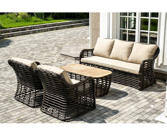 "Ницца" лаунж-зона из искусственного ротанга, цвет бронзовый, изображение 3 | Интернет магазин мебели и декора LifeDekor