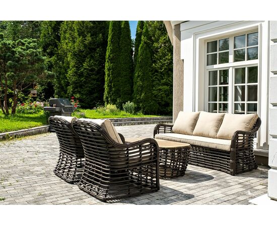 "Ницца" лаунж-зона из искусственного ротанга, цвет бронзовый, изображение 6 | Интернет магазин мебели и декора LifeDekor