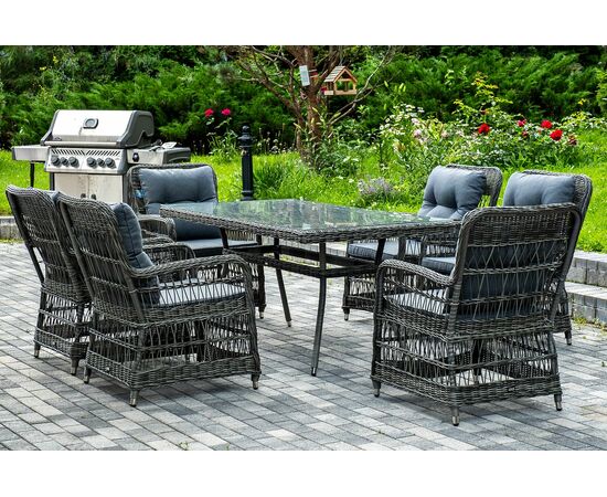 "Цесена" обеденная группа плетеная из искусственного ротанга, цвет графит | Интернет магазин мебели и декора LifeDekor